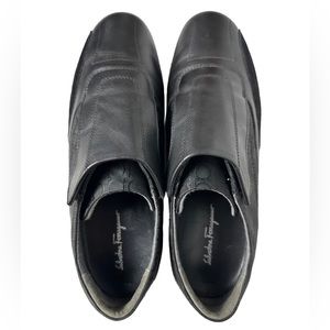 Men’s Salvatore Ferragamo Monogram Logo Black Leather Strap Loafers 7 US, 6 UK